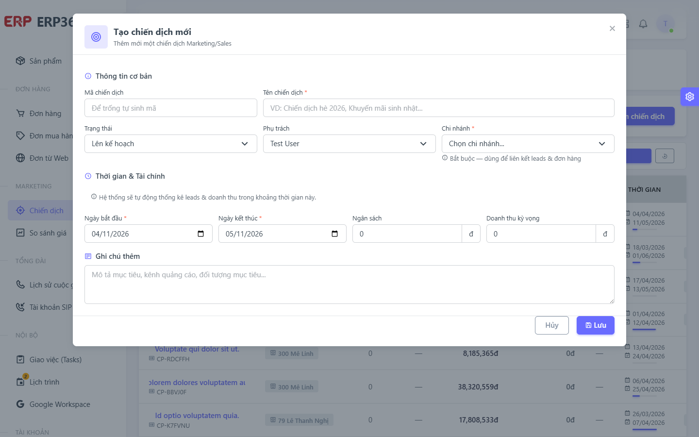 Create Form Campaign